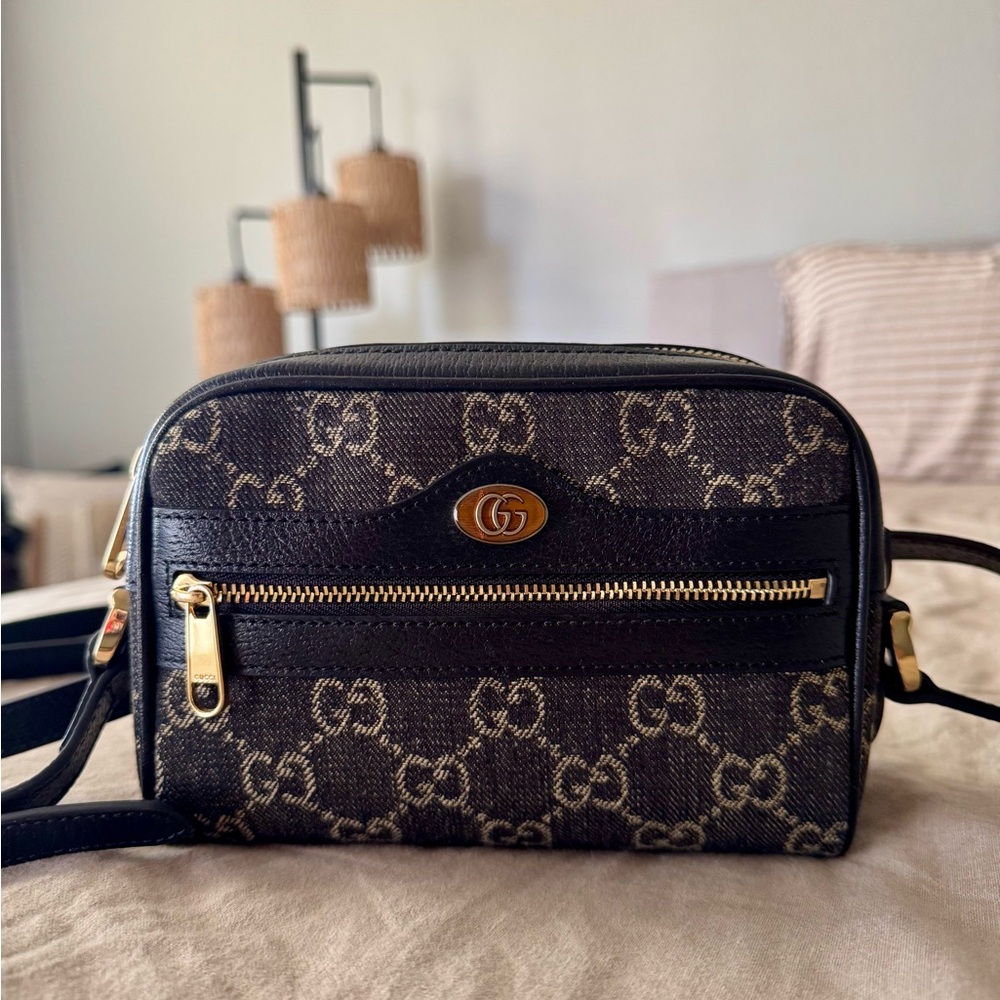 Gucci Ophidia Jacquard Black Denim GG Crossbody Bag